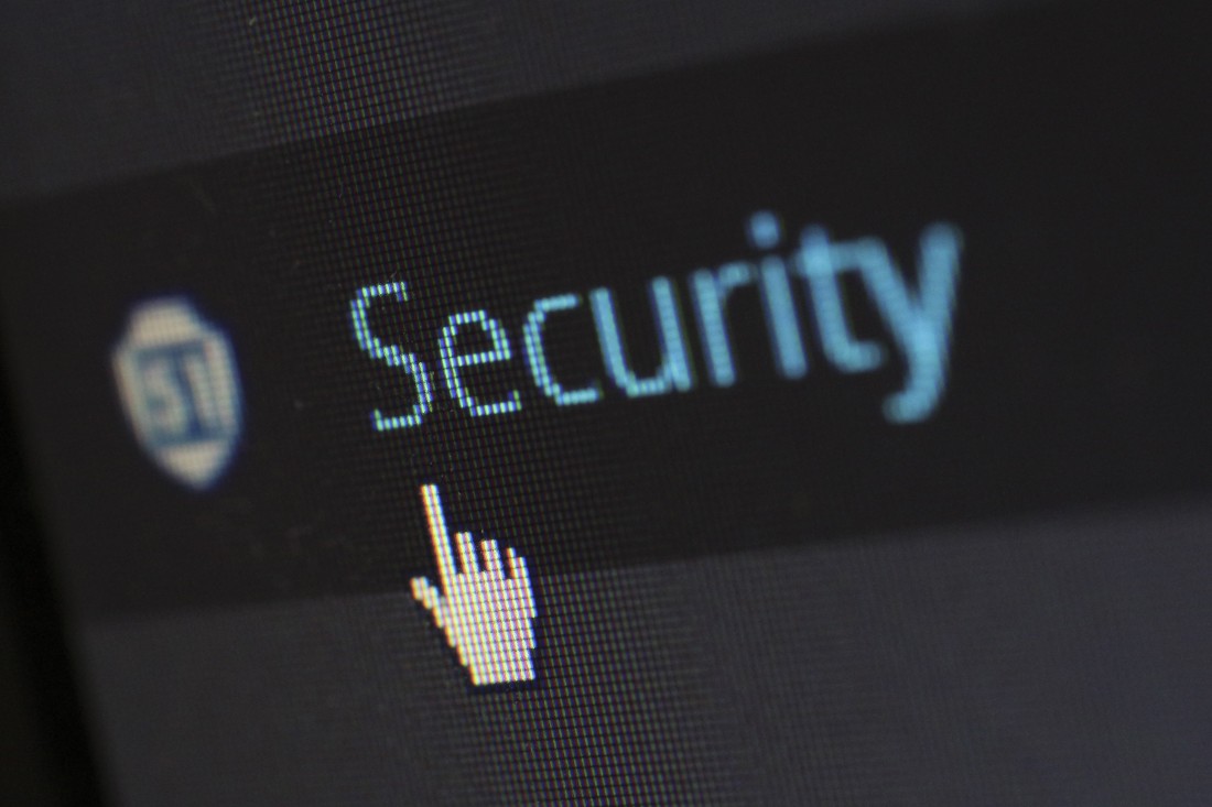 cursor pointing to the word Security