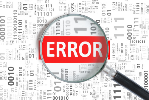 magnifying glass showing the word "error"