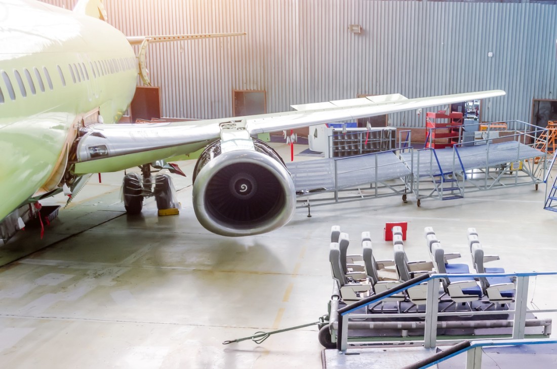 plane parked in the shed